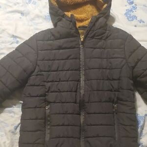 Children's Cozy Black Puffer Jacket with Hood